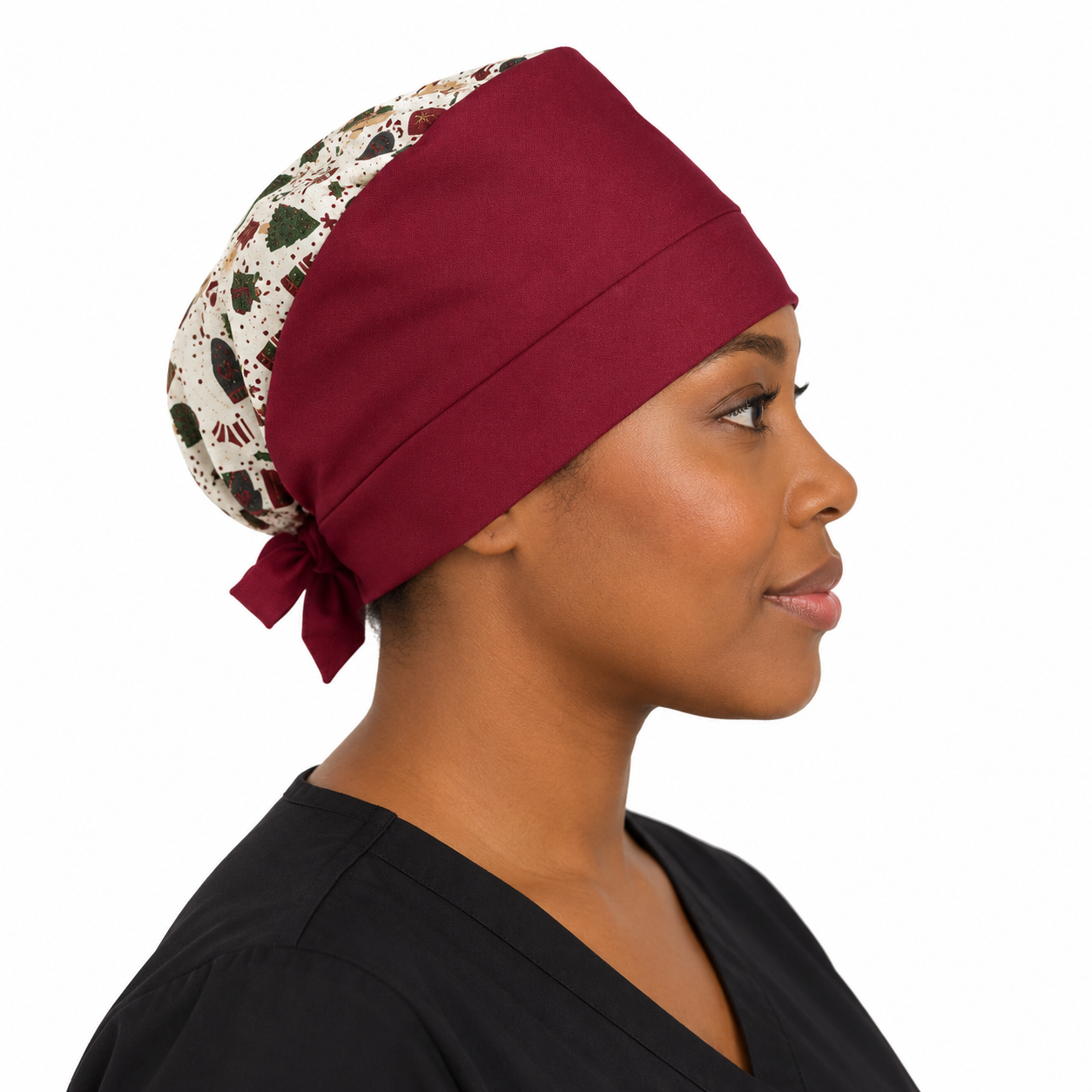 Calot médical infirmier – Motif Noël, lavable et ajustable