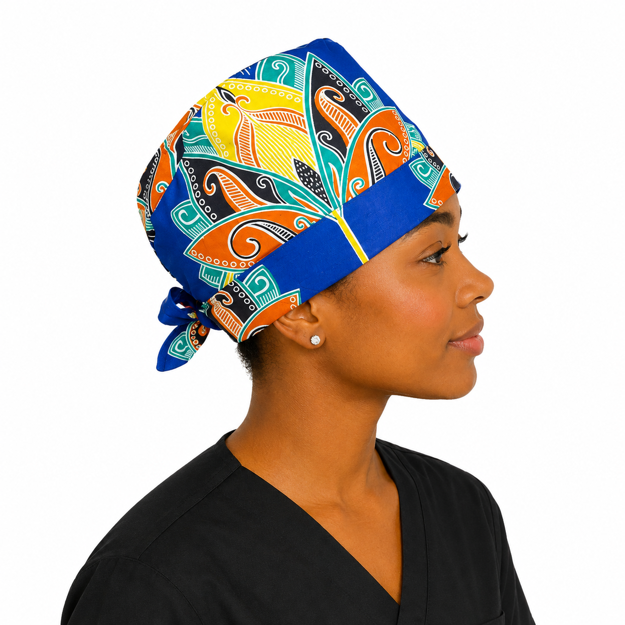 Calot médical bloc opératoire en coton – Motif wax Zaïre – Taille adulte unisexe