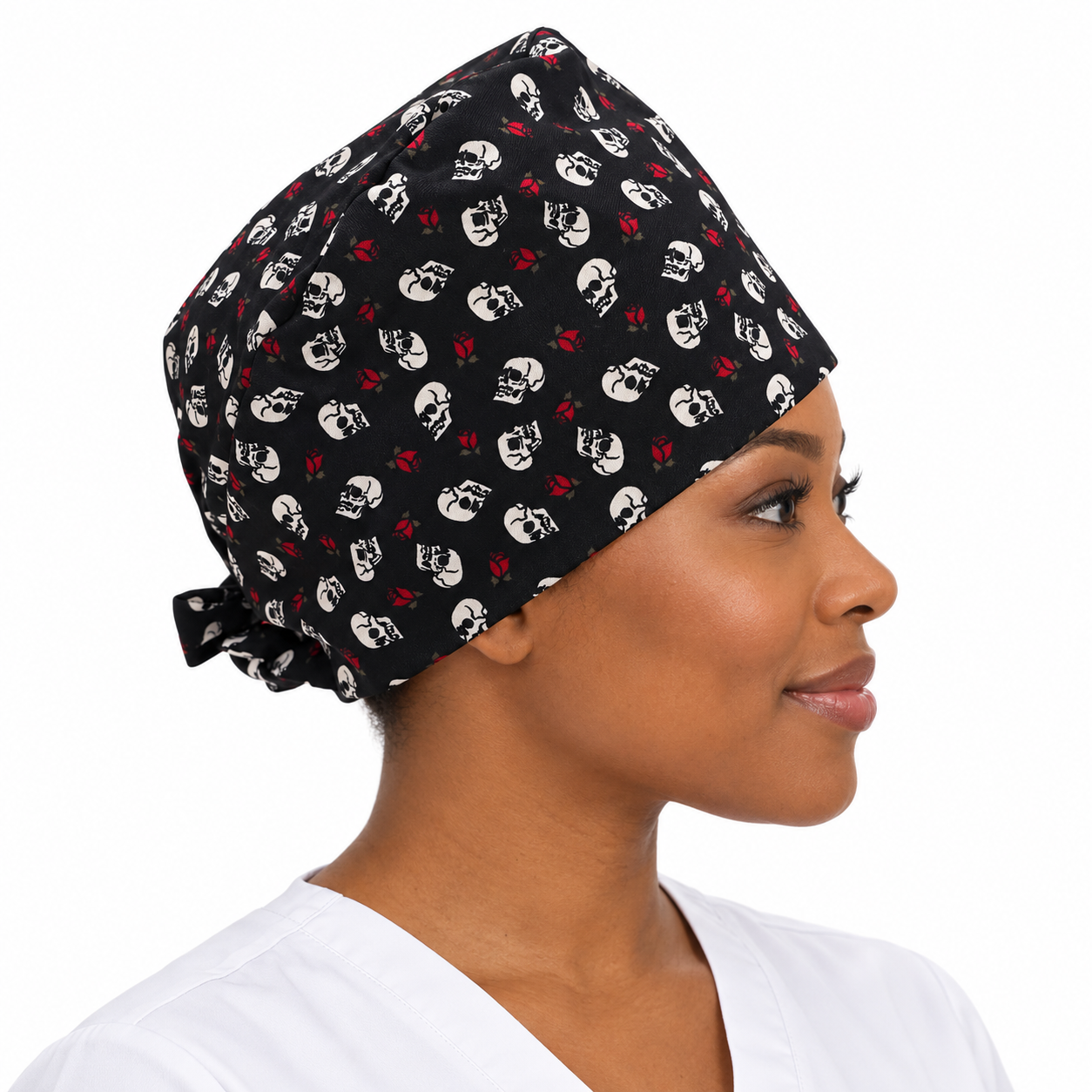 Calot médical bloc opératoire en coton – Motif Crane