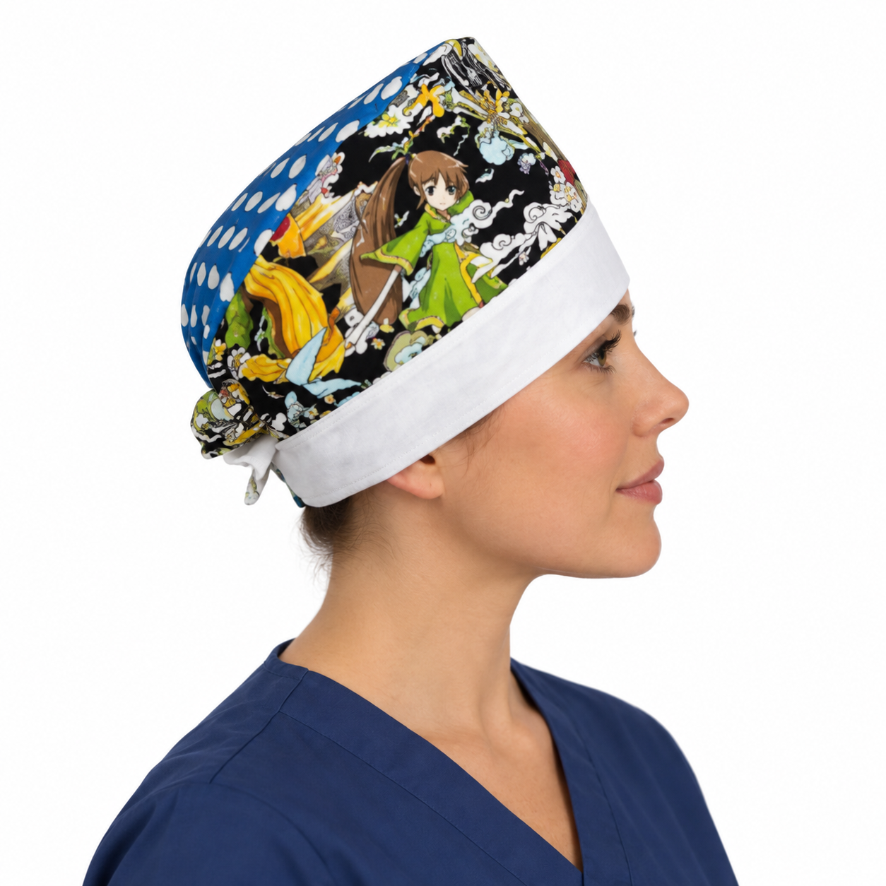 Calot médical bloc opératoire en coton – Motif Manga