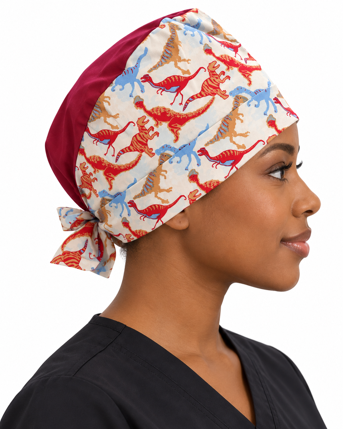Calot médical en coton – Motif Dinosaure – Taille adulte unisexe