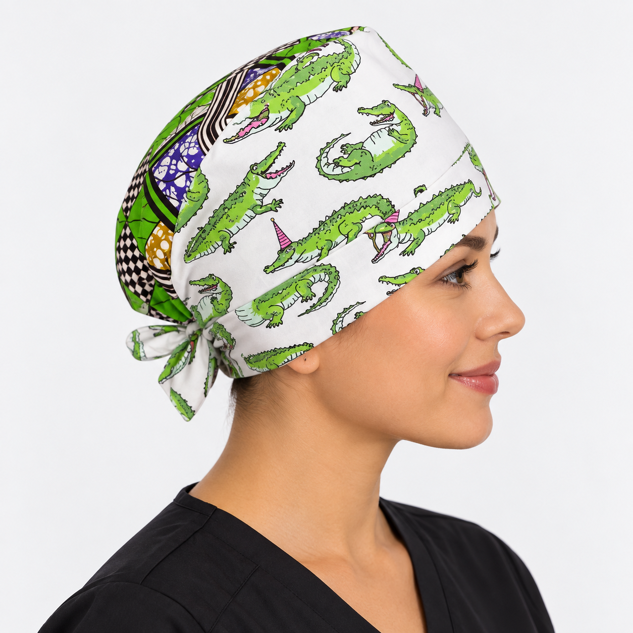 Calot médical bloc opératoire en coton – Motif Crocodiles