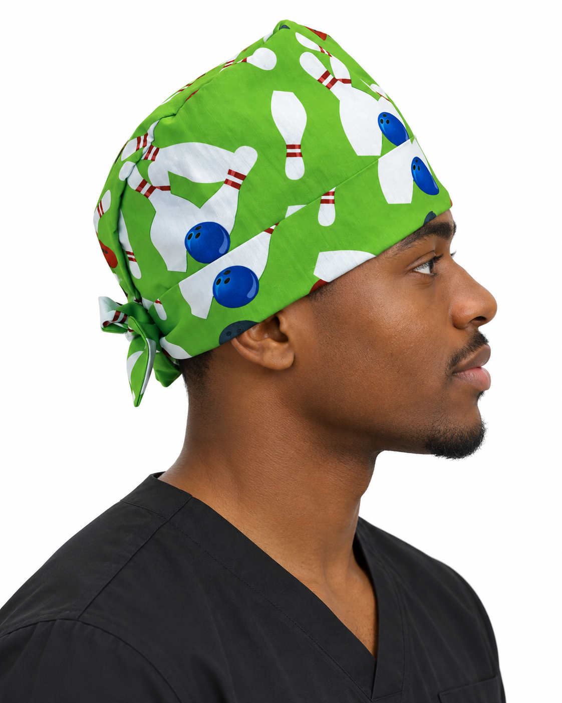 Calot médical bloc opératoire en coton – Motif Bowling