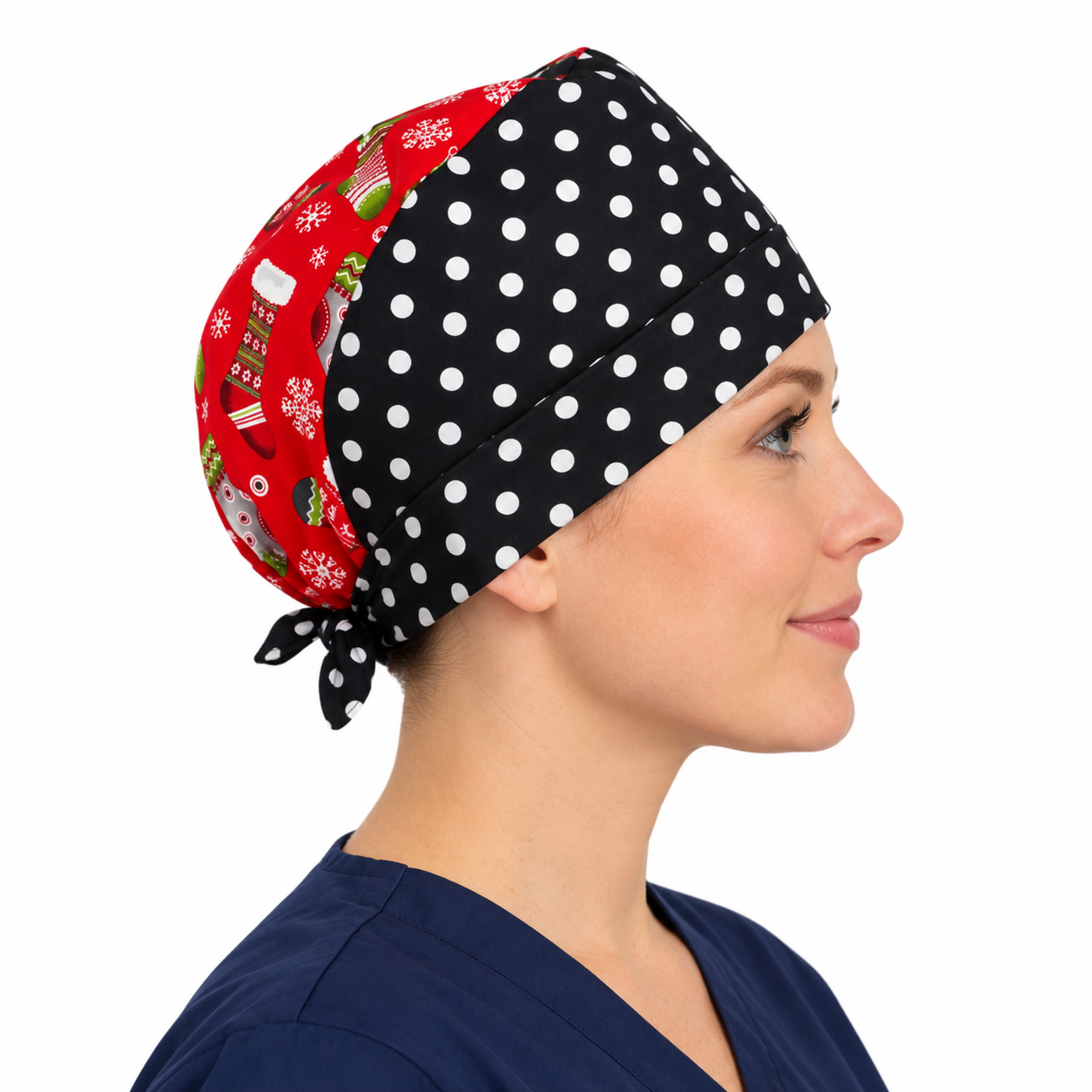 Calot médical bloc opératoire en coton – Motif Noël