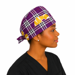 Calot médical bloc opératoire en coton – Motif Ecossais – Taille adulte unisexe