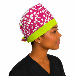 Calot médical en coton – Motif Rose de mai – Taille adulte unisexe