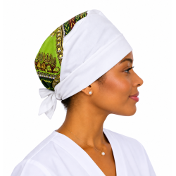 Calot médical bloc opératoire en coton – Motif wax Tendance Afrique – Taille adulte unisexe