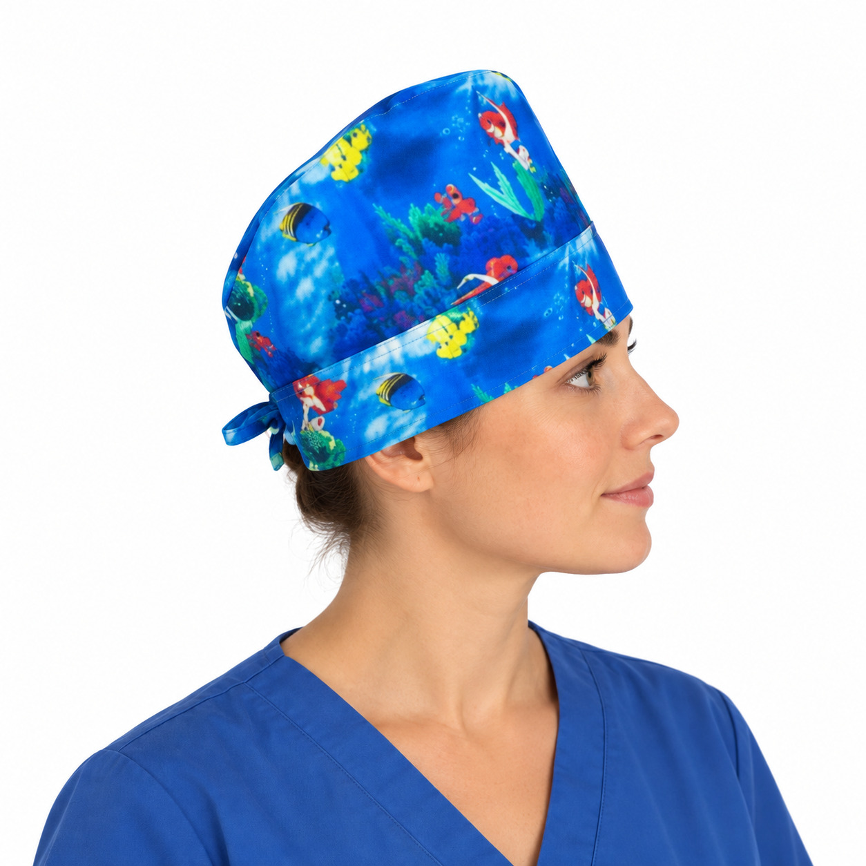 Calot médical bloc opératoire en coton – Motif Arielle