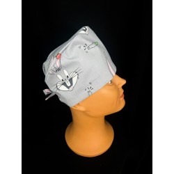 Calot médical bloc opératoire en coton – Motif Lapine