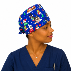 Calot médical bloc opératoire en coton – Motif Magie de Noël