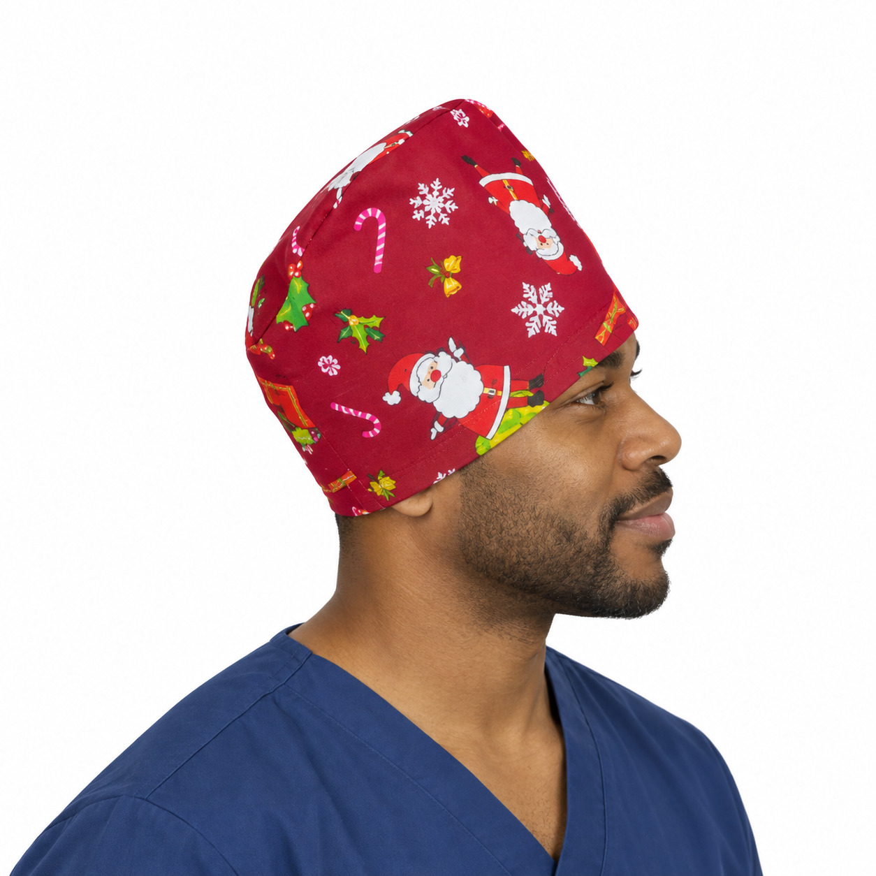 Calot médical court en coton – Motif Noël