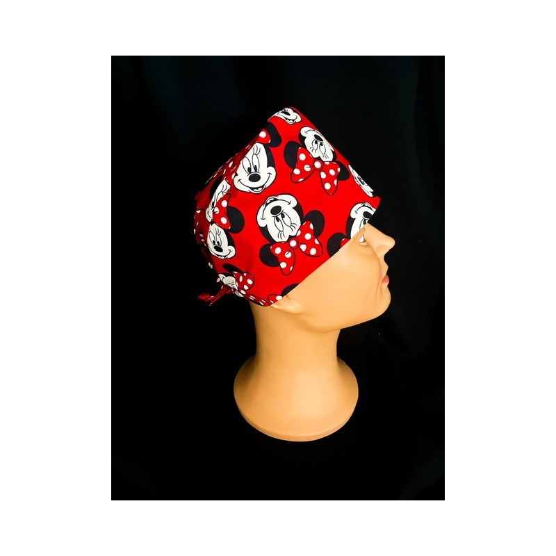 Calot médical court en coton – Motif Minnie