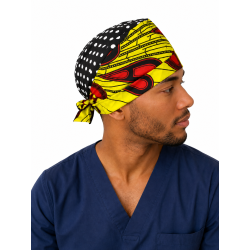 Calot médical bloc opératoire en coton – Motif Afrik