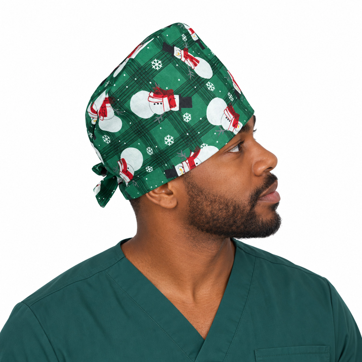 Calot médical court en coton – Motif Noël